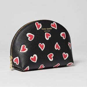 Kate Spade Black Pouch with Red Heart Accents